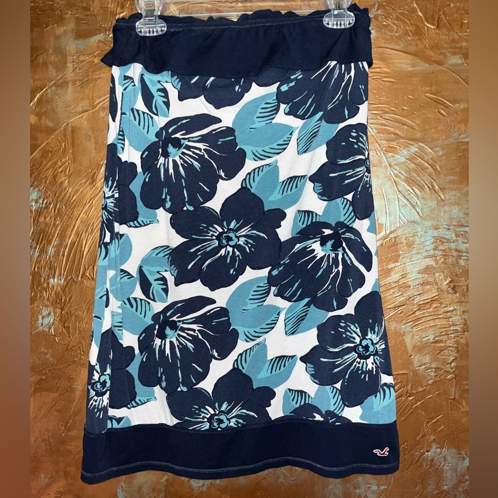 Vintage Blue floral Hollister strapless dress